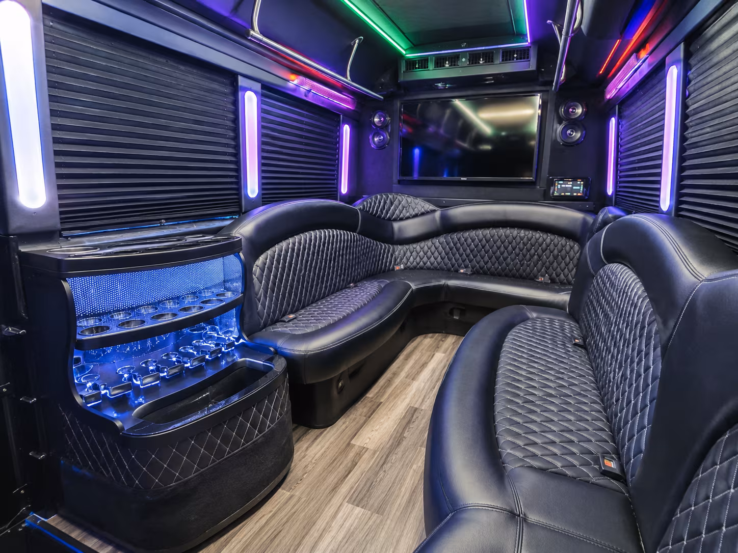 Burbank Birthday, Sweet 16, & Quinceañera Transportation party bus interior