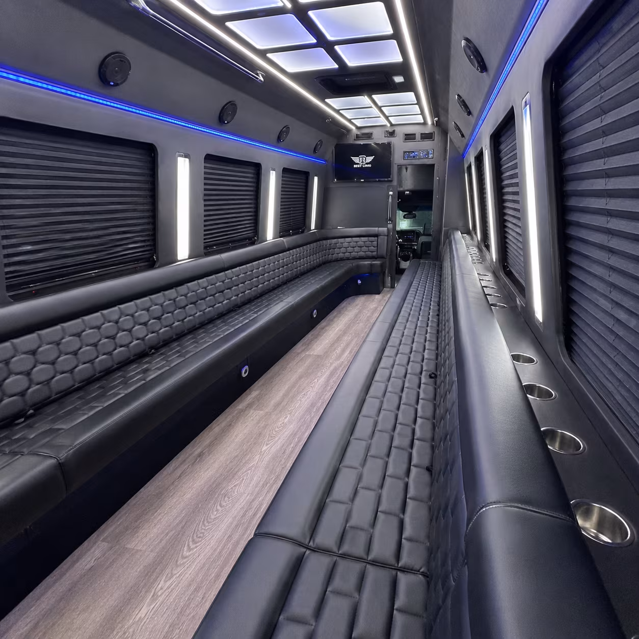 Burbank Private Event Transportation party bus interior