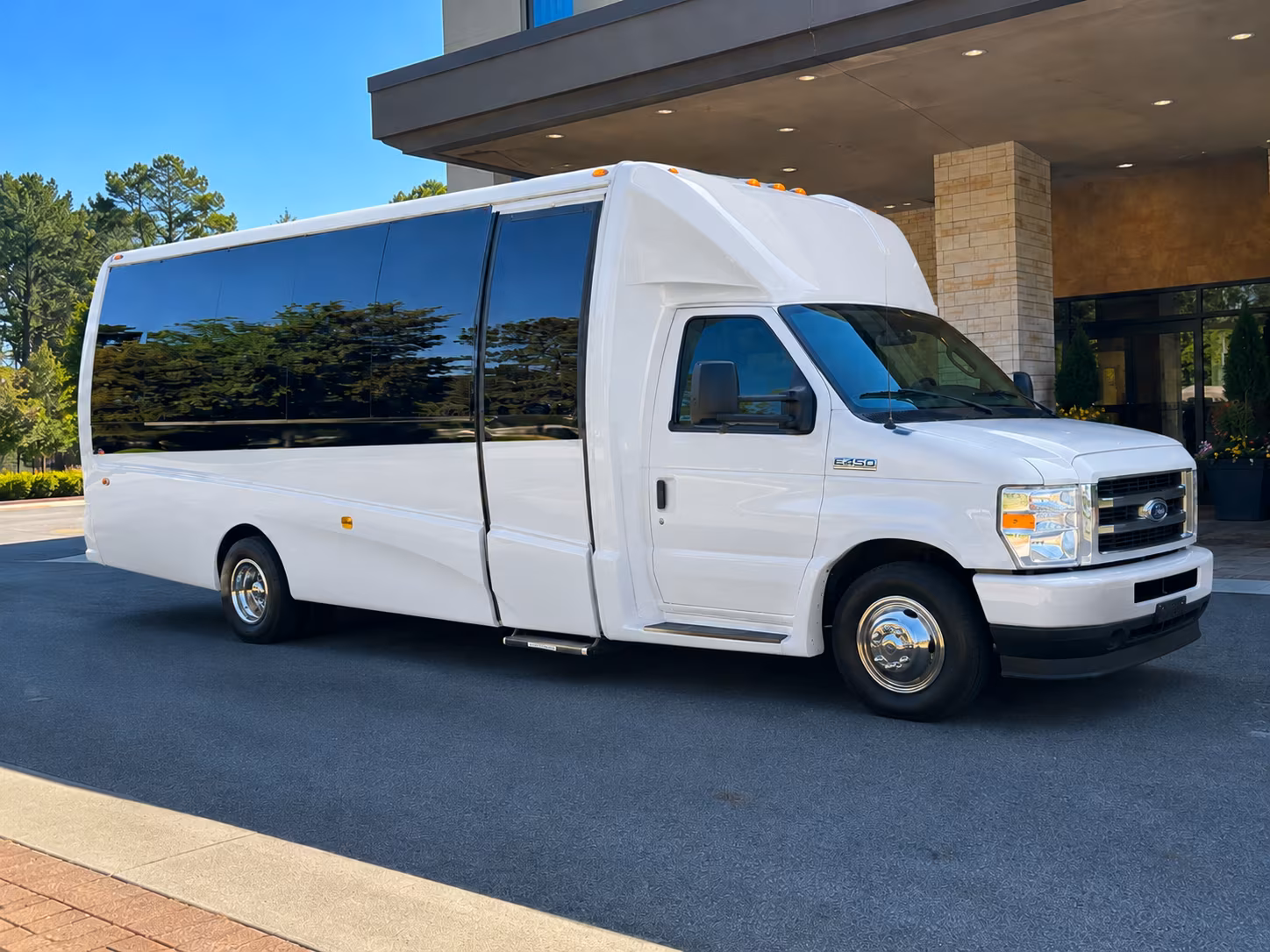 Burbank School Event Transportation party bus exterior