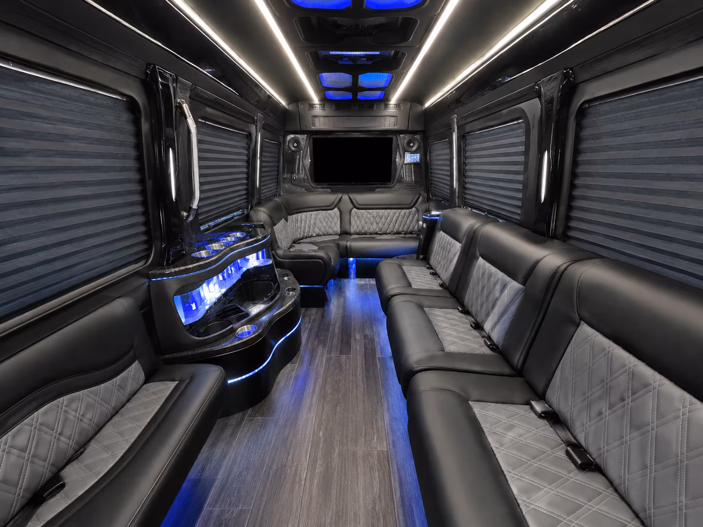 Burbank School Event Transportation party bus exterior