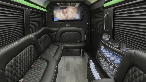 Interior of Charter Bus Company Van Nuys's 14 Passenger Sprinter Limousine in Van Nuys