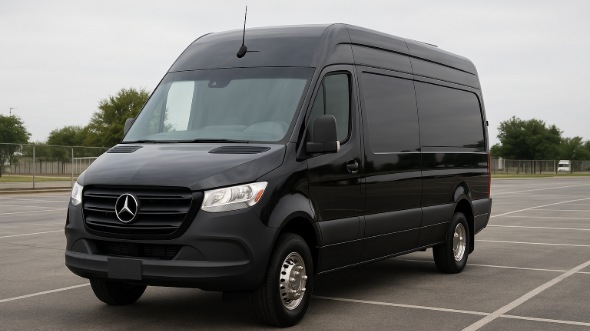 Exterior of Charter Bus Company Los Angeles's 14 Passenger Sprinter Limousine in Los Angeles