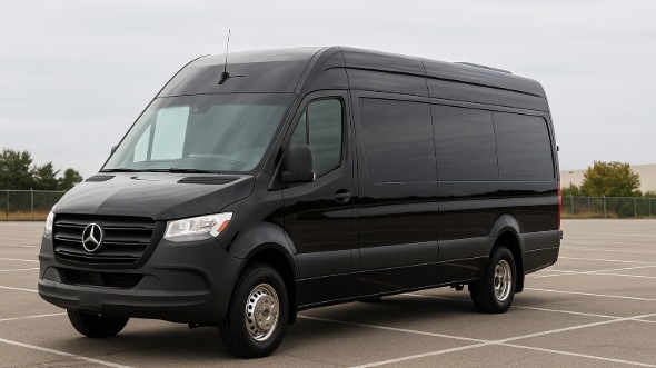 Exterior of Charter Bus Company Pasadena's 14 Passenger Sprinter Limousine in Pasadena