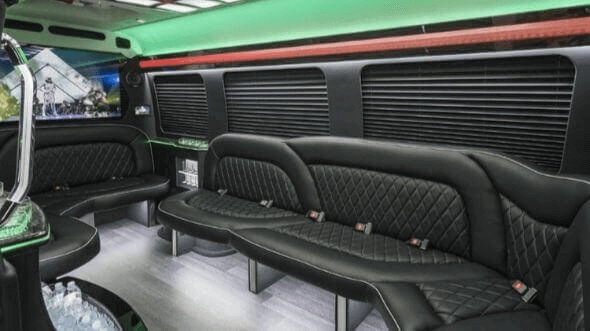 Interior of Charter Bus Company Arcadia's 15 Passenger Party Bus in Arcadia
