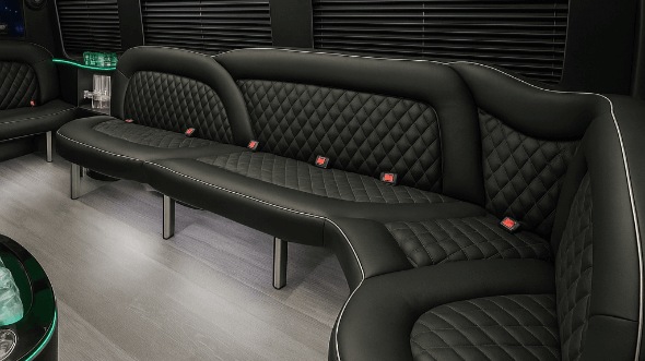 Interior of Charter Bus Company North Hollywood's 15 Passenger Party Bus in North Hollywood