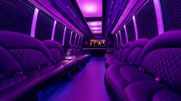 Interior of Charter Bus Company North Hollywood's 20 Passenger Party Bus in North Hollywood