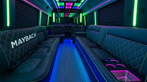 Interior of Charter Bus Company Santa Monica's 20 Passenger Party Bus in Santa Monica