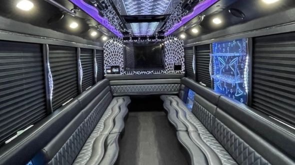 Interior of Charter Bus Company Van Nuys's 20 Passenger Party Bus in Van Nuys
