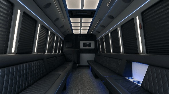 Interior of Charter Bus Company Arcadia's 30 Passenger Party Bus in Arcadia