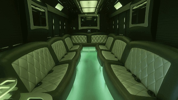 Interior of Charter Bus Company Los Angeles's 30 Passenger Party Bus in Los Angeles