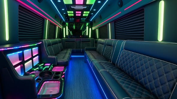 Interior of Charter Bus Company Monterey Park's 30 Passenger Party Bus in Monterey Park