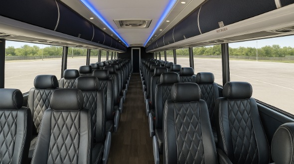 Interior of Charter Bus Company Burbank's 45 Passenger Charter Bus in Burbank