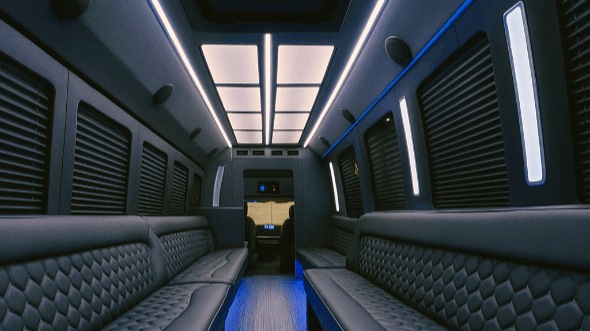 Interior of Charter Bus Company Van Nuys's 50 Passenger Party Bus in Van Nuys