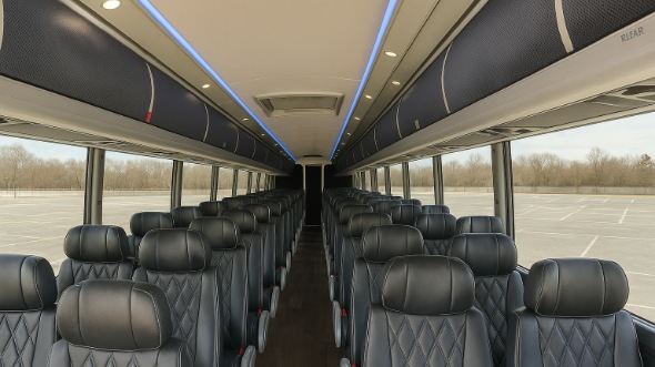 Interior of Charter Bus Company Burbank's 55 Passenger Charter Bus in Burbank