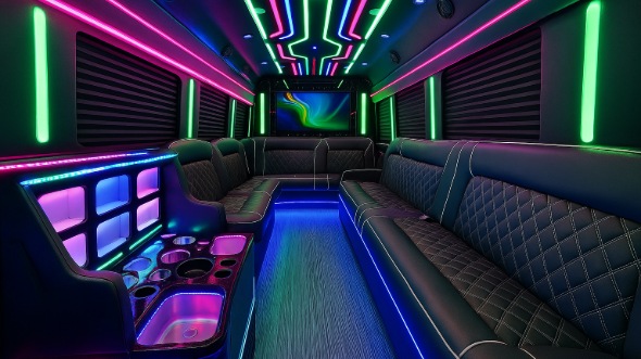burbank 40 passenger party bus interior